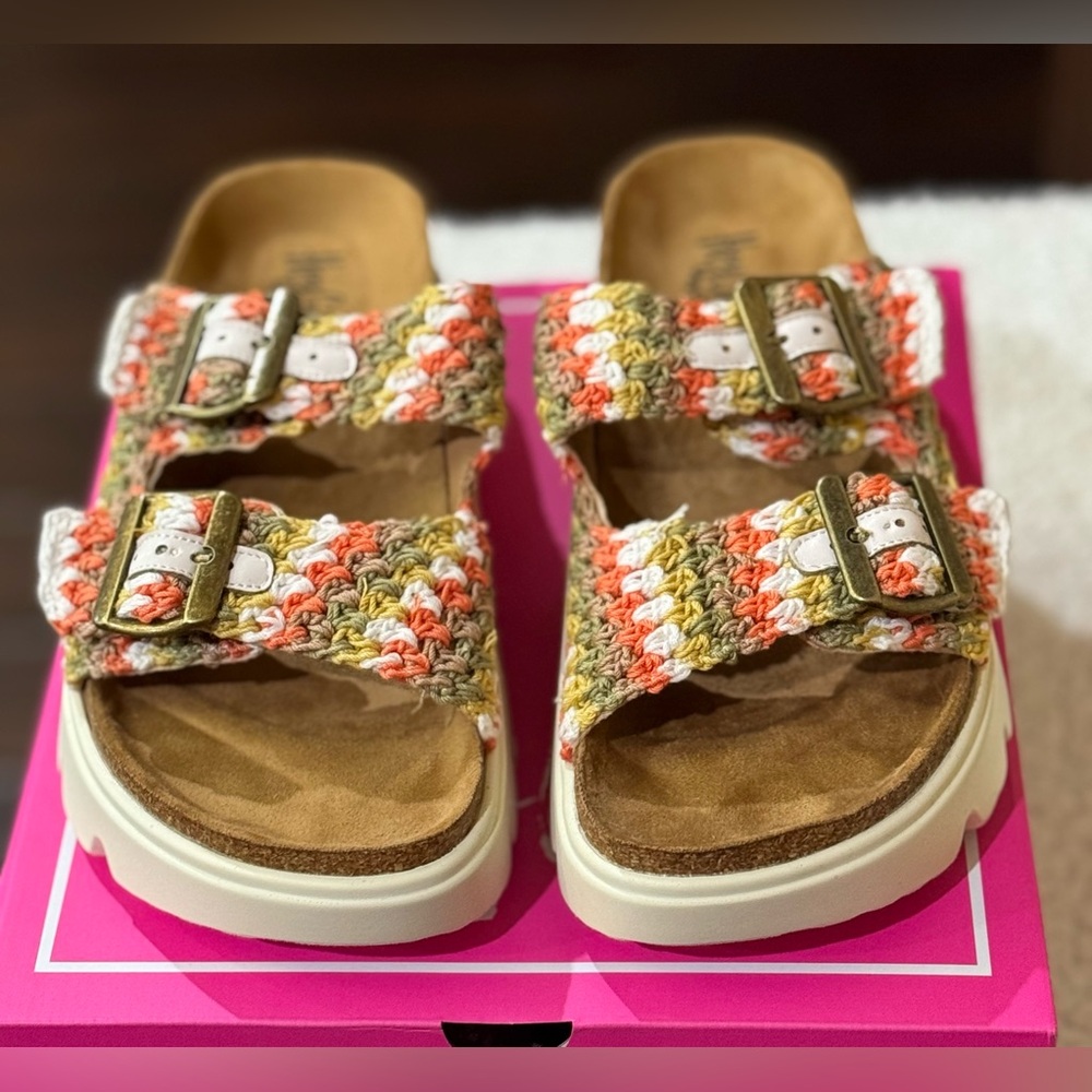 Corkys Multicolor Crochet Double-Buckle Slide Sandals - Picture 6 of 7